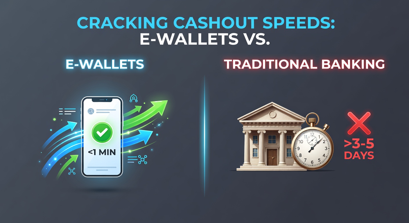 Tabelle mit detailliertem Vergleich von Auszahlungszeiten, Gebühren und Limits für E-Wallets wie PayPal und Skrill im Kontrast zu Banküberweisungen