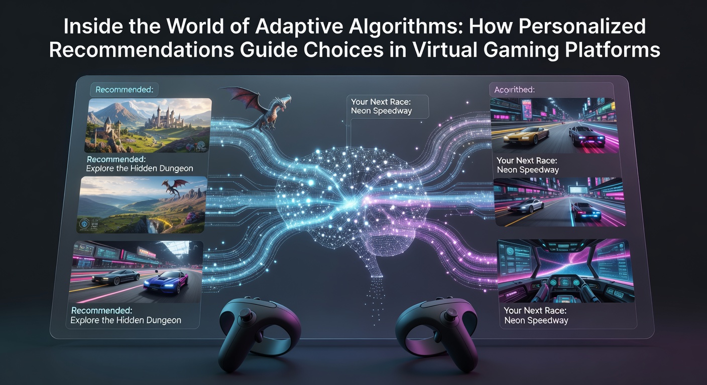 Darstellung adaptiver Algorithmen die personalisierte Spielvorschläge auf einer virtuellen Gaming-Plattform erzeugen