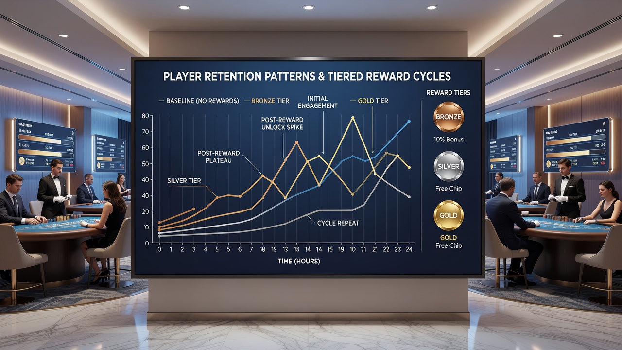 Detaillierte Grafik zu Spielerbindungsraten und Belohnungsstufen in Live-Tischspielen